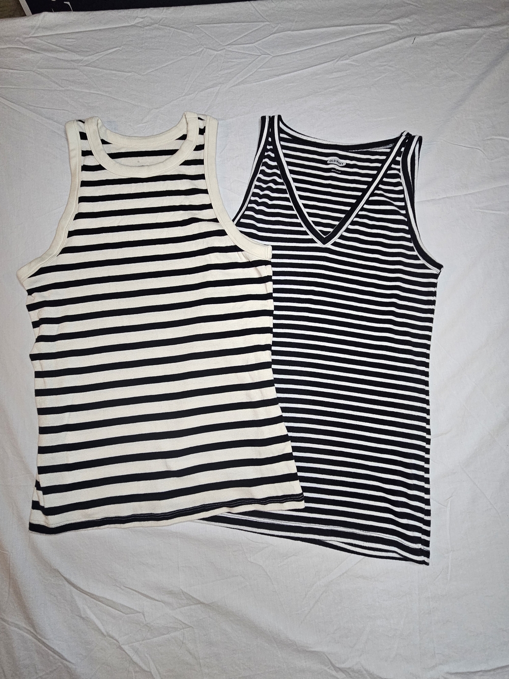 Old Navy Black and White Striped Tank Tops (Set of 2)